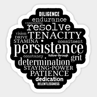 Persistence Inspirational Word Cloud Text Art Sticker